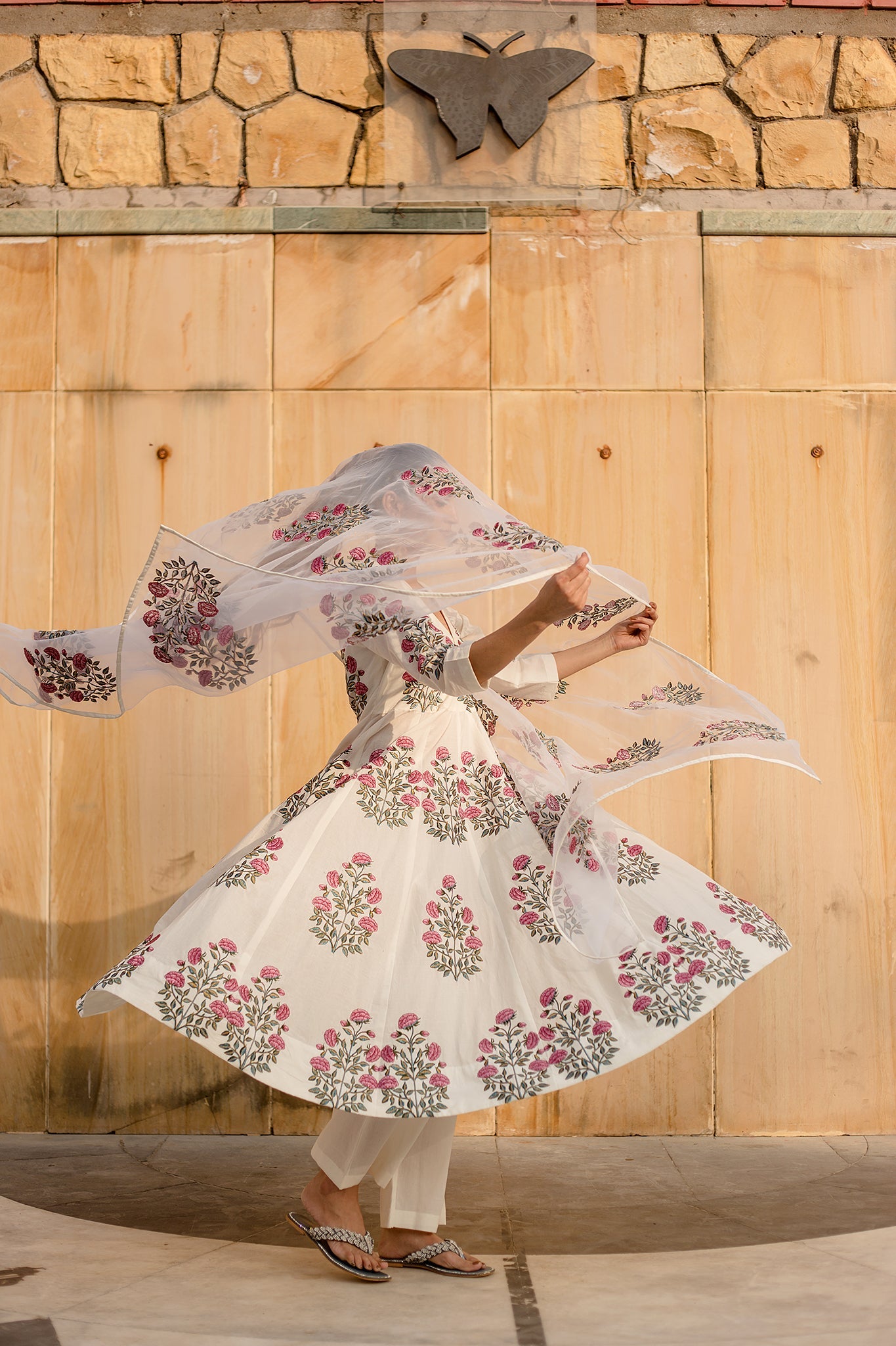 WAFA WHITE ANARKALI SET