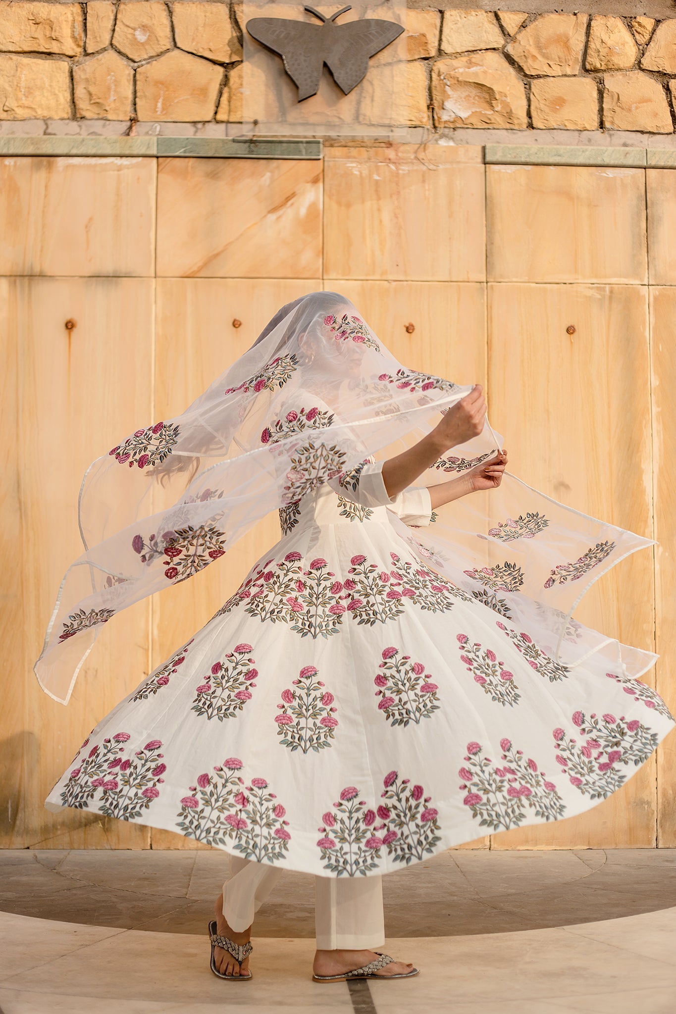 WAFA WHITE ANARKALI SET