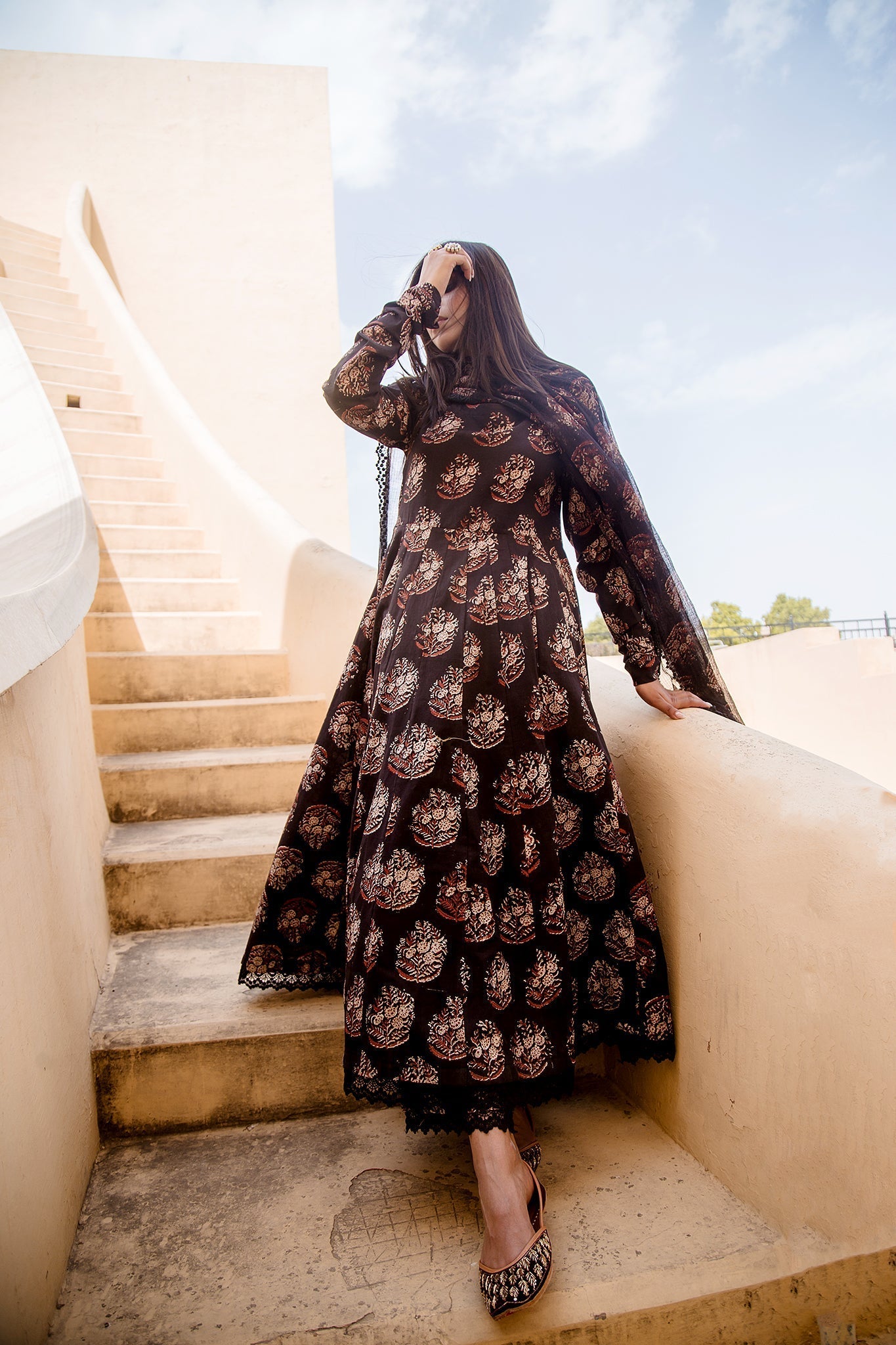 JASMINE BLACK ANARKALI SET Gulabo Jaipur