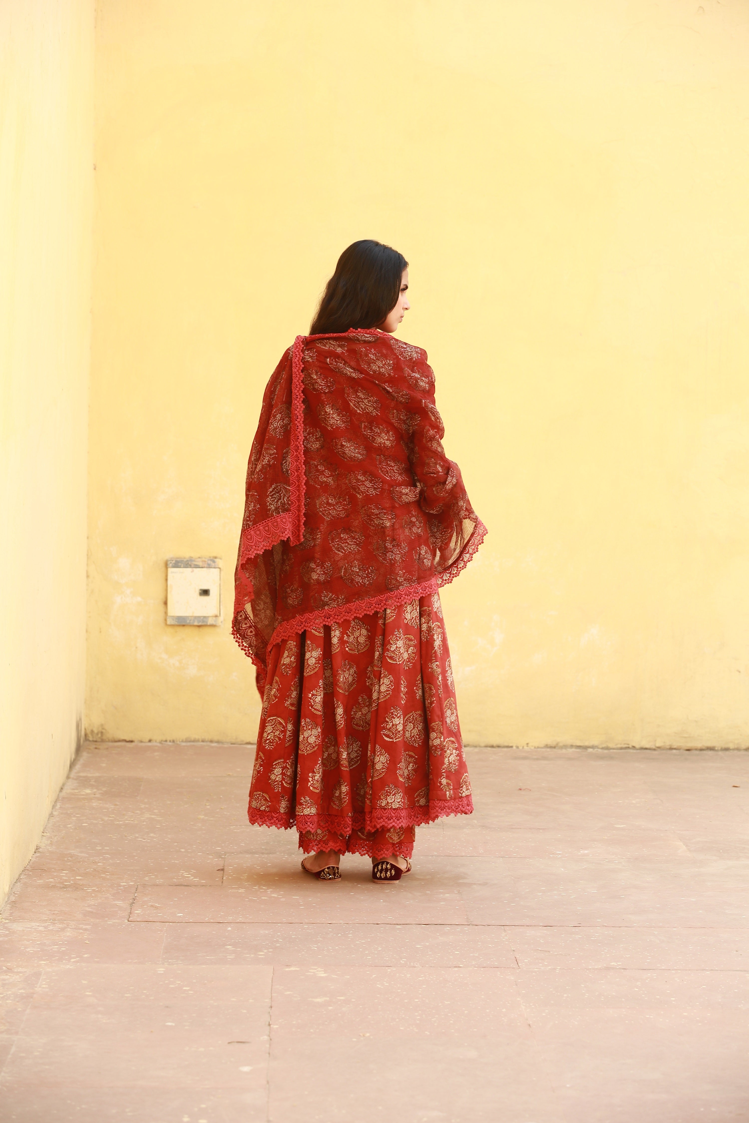 JASMINE RED ANARKALI SET Gulabo Jaipur