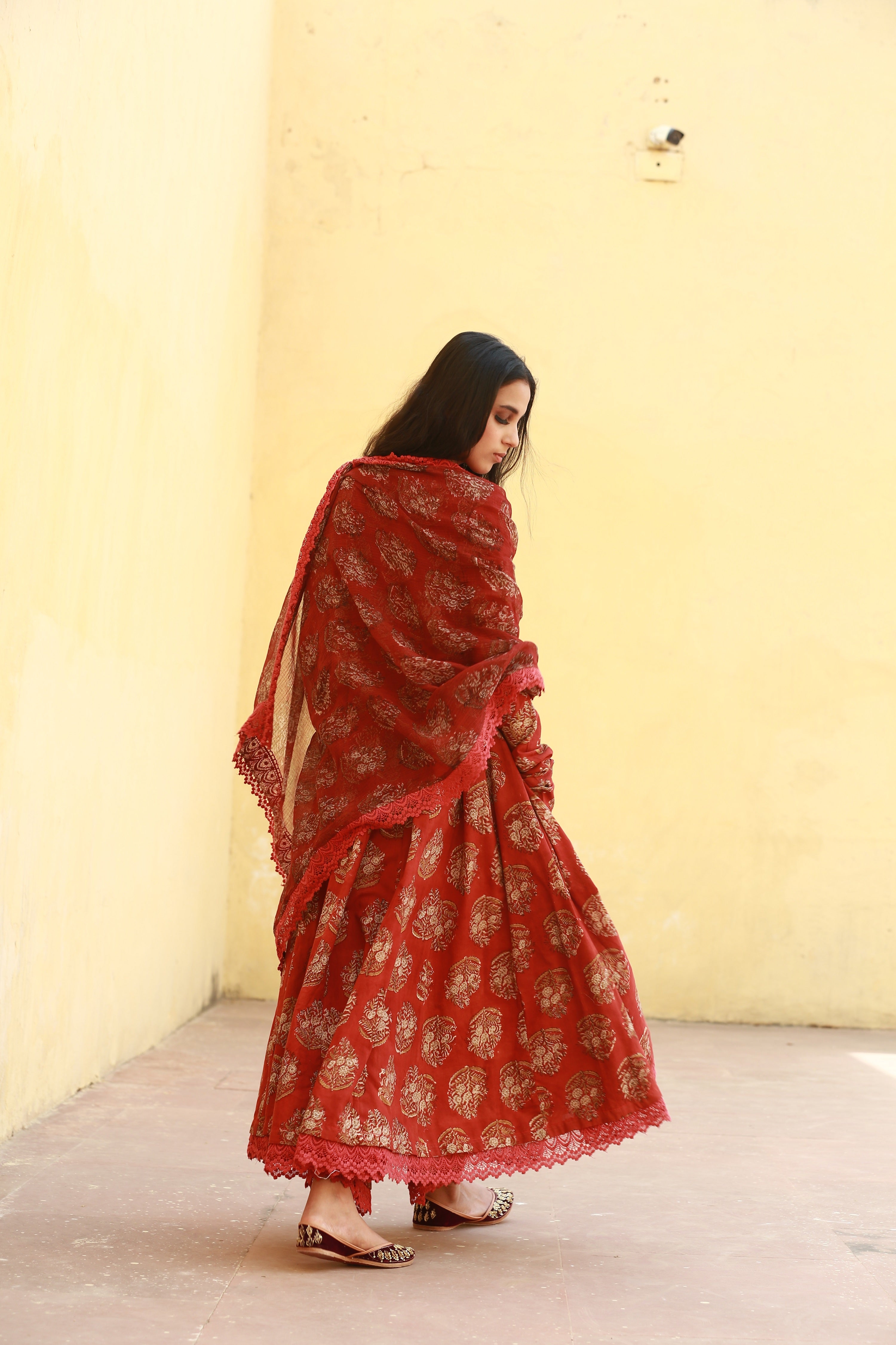 JASMINE RED ANARKALI SET Gulabo Jaipur