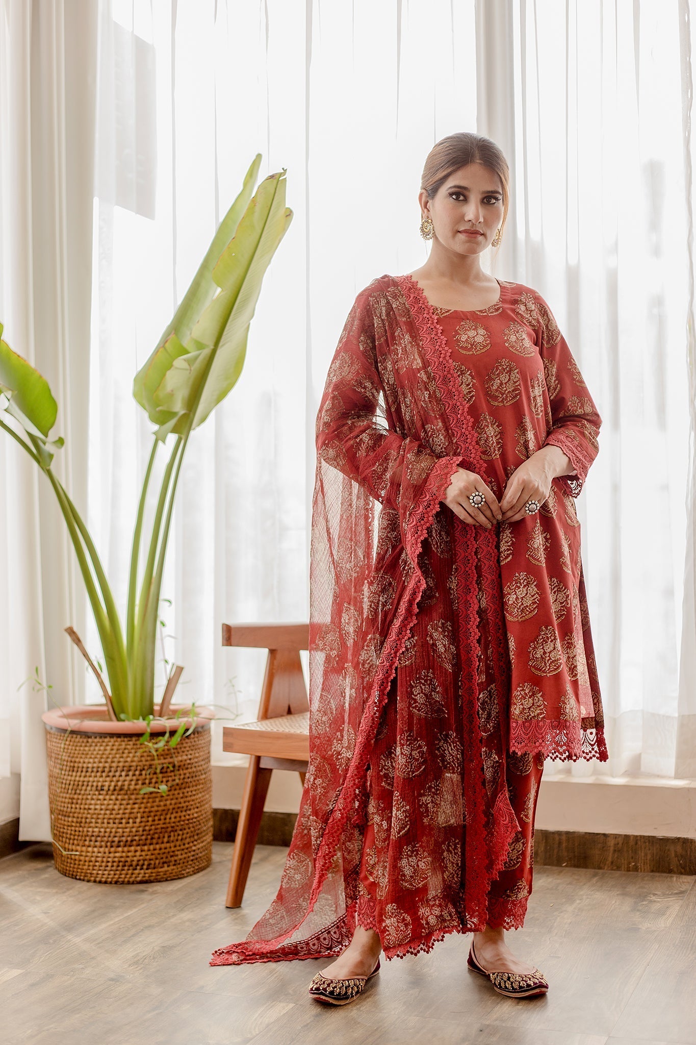 JASMINE RED STRAIGHT SET Gulabo Jaipur