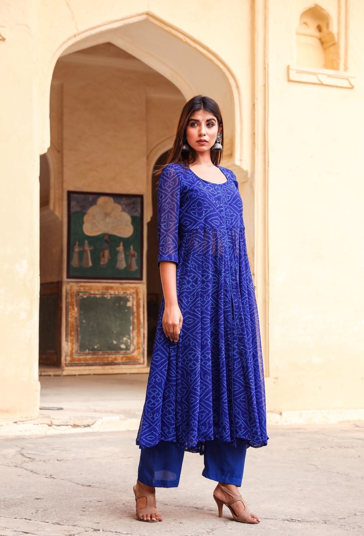 Janhvi Kapoor in Blue Anarkali Set Gulabo Jaipur