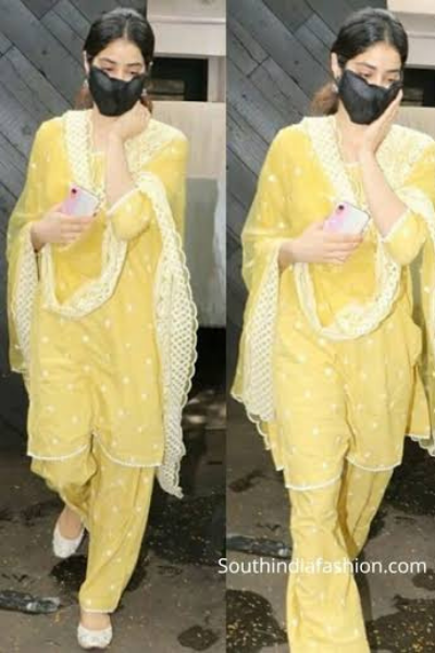 Janhvi Kapoor in Hairat Yellow Straight Set Gulabo Jaipur