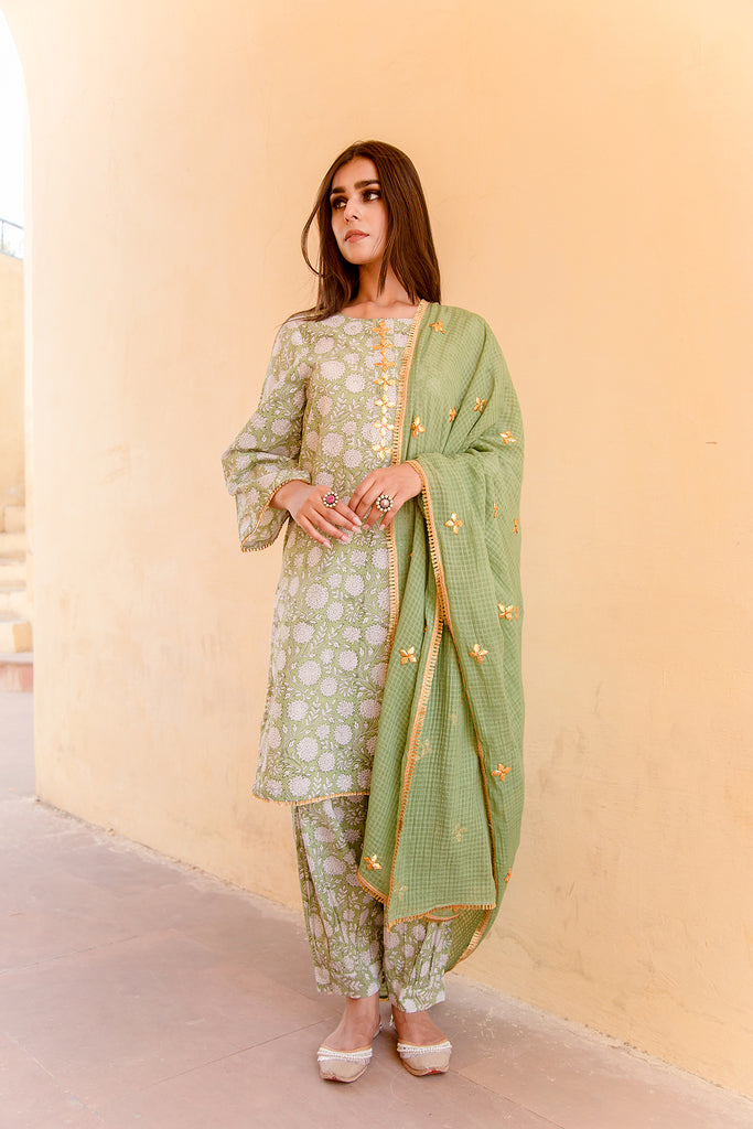 Karishma Kapoor in MARIGOLD GREEN SET Gulabo Jaipur