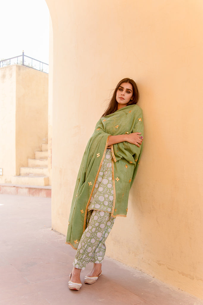 Karishma Kapoor in MARIGOLD GREEN SET Gulabo Jaipur