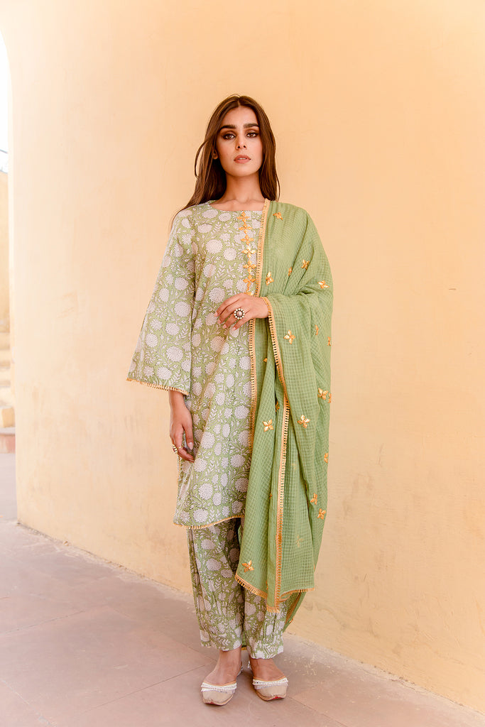 Karishma Kapoor in MARIGOLD GREEN SET Gulabo Jaipur