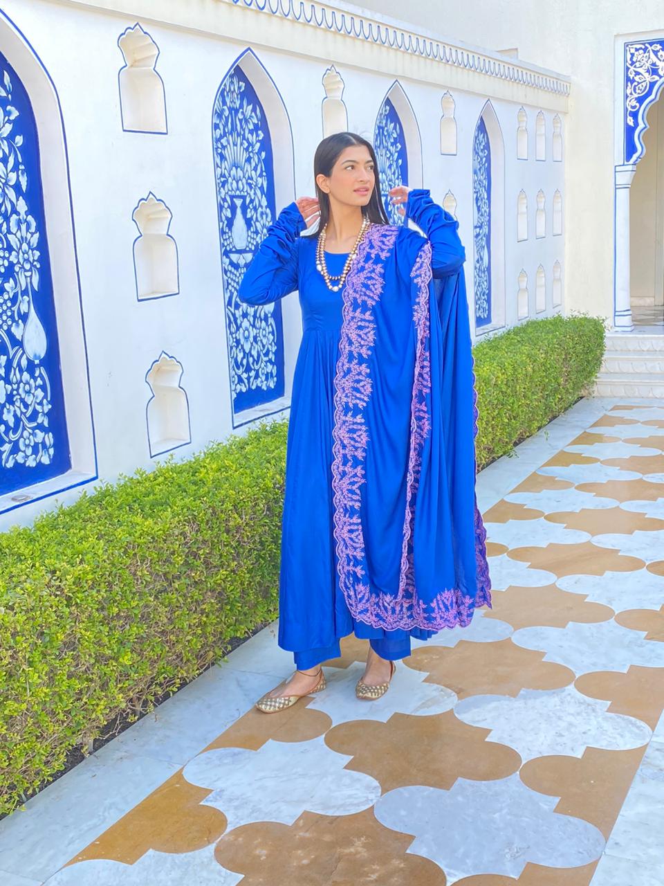 Mahnoor Blue Anarkali Set Gulabo Jaipur