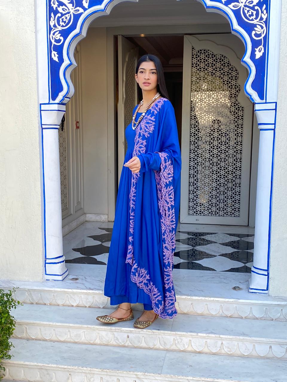 Mahnoor Blue Anarkali Set Gulabo Jaipur