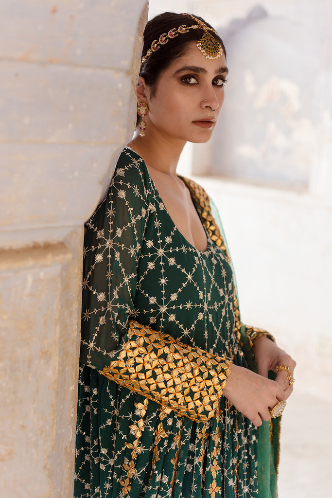 Mallika Green Gown Gulabo Jaipur