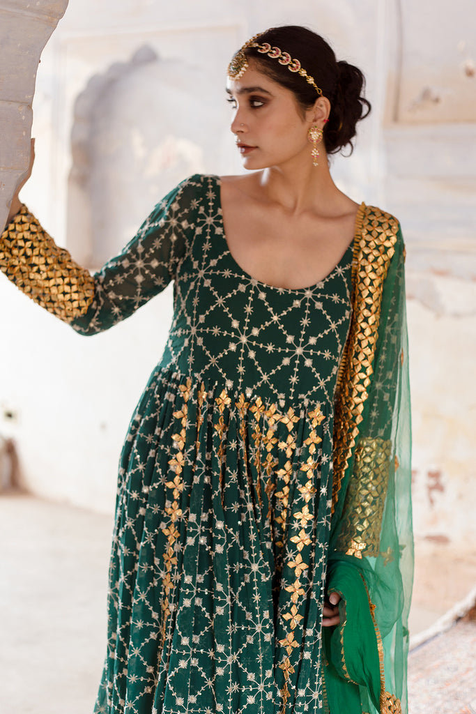 Mallika Green Gown Gulabo Jaipur