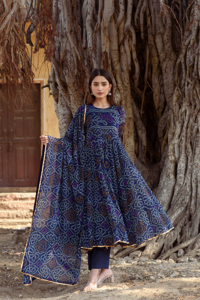 Naaz Blue Anarkali Set Gulabo Jaipur