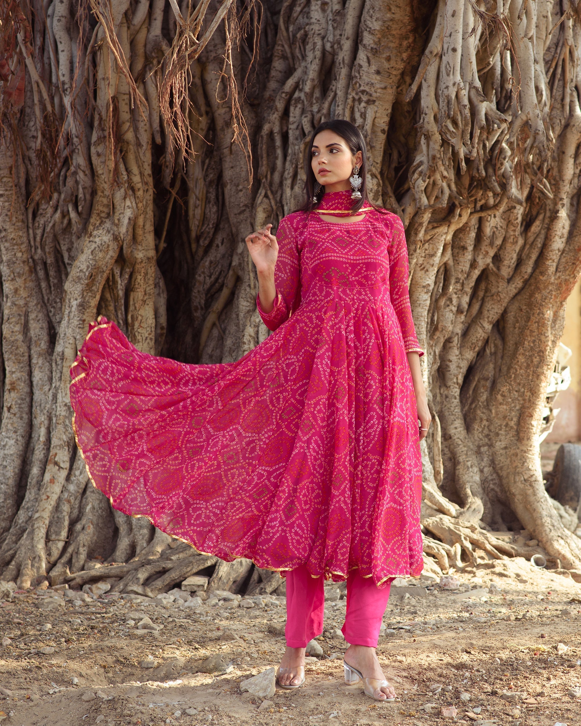 Naaz Pink Anarkali Set Gulabo Jaipur