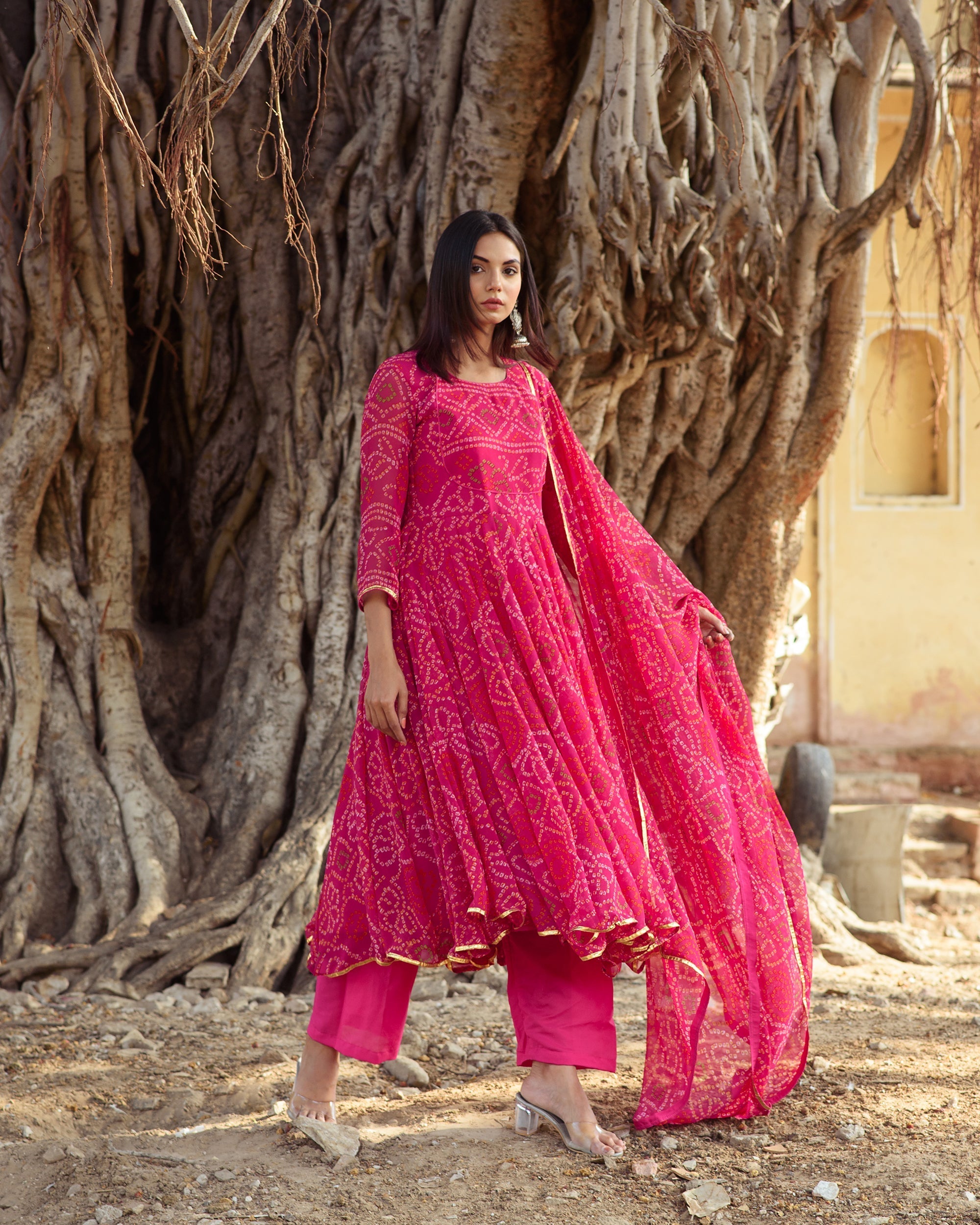 Naaz Pink Anarkali Set Gulabo Jaipur