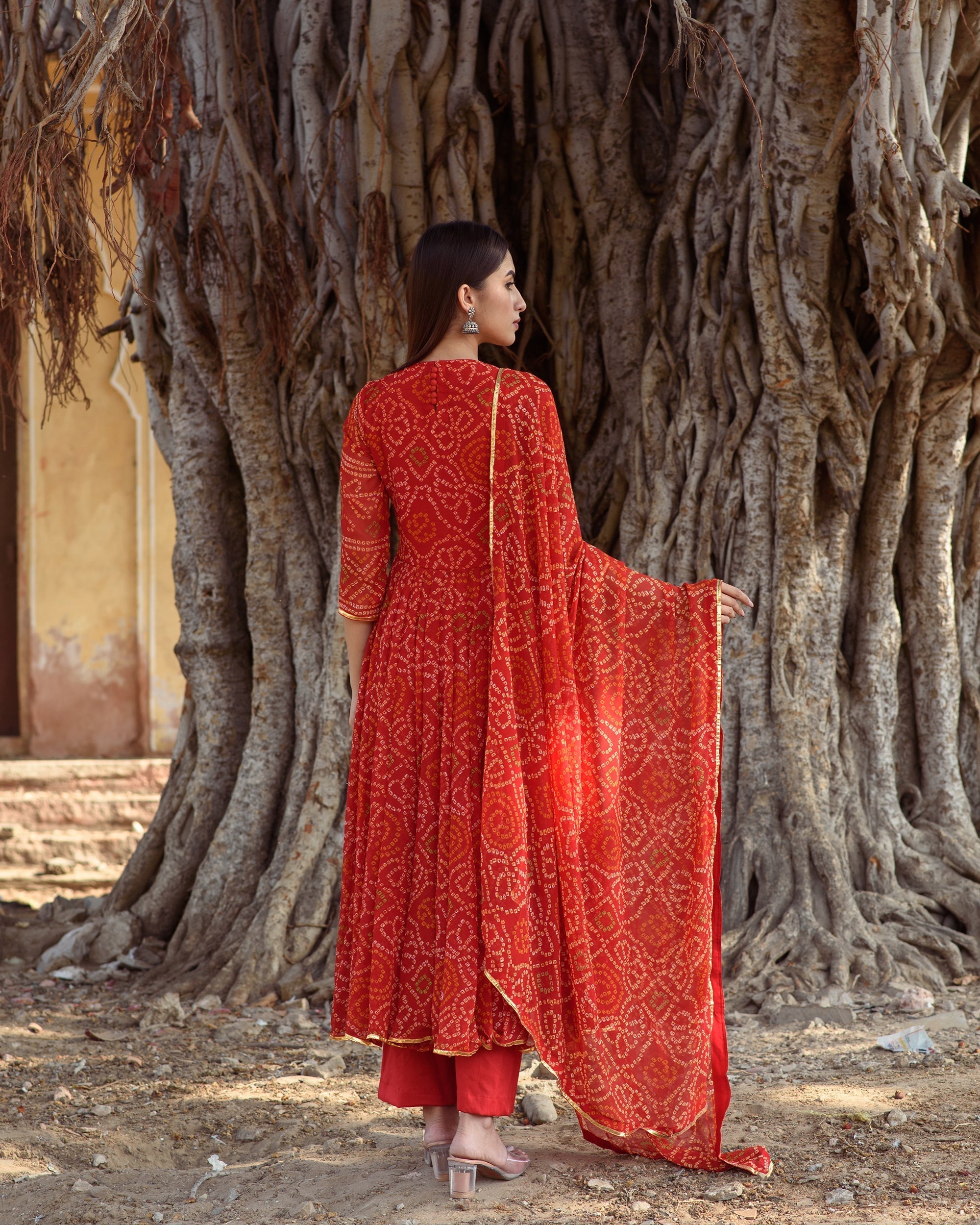 Naaz Red Anarkali Set Gulabo Jaipur