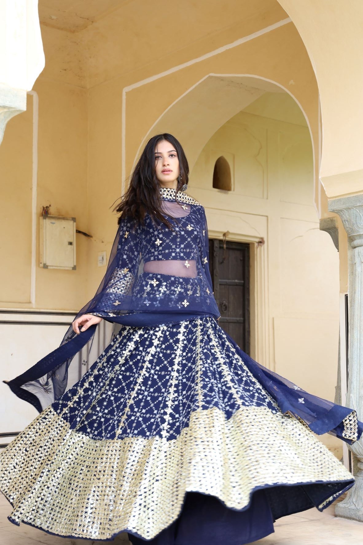 Nanda Blue Lehenga Set Gulabo Jaipur