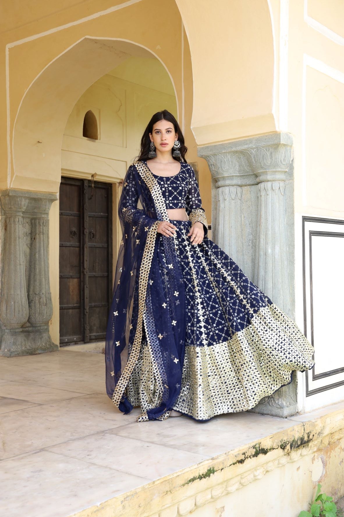 Nanda Blue Lehenga Set Gulabo Jaipur