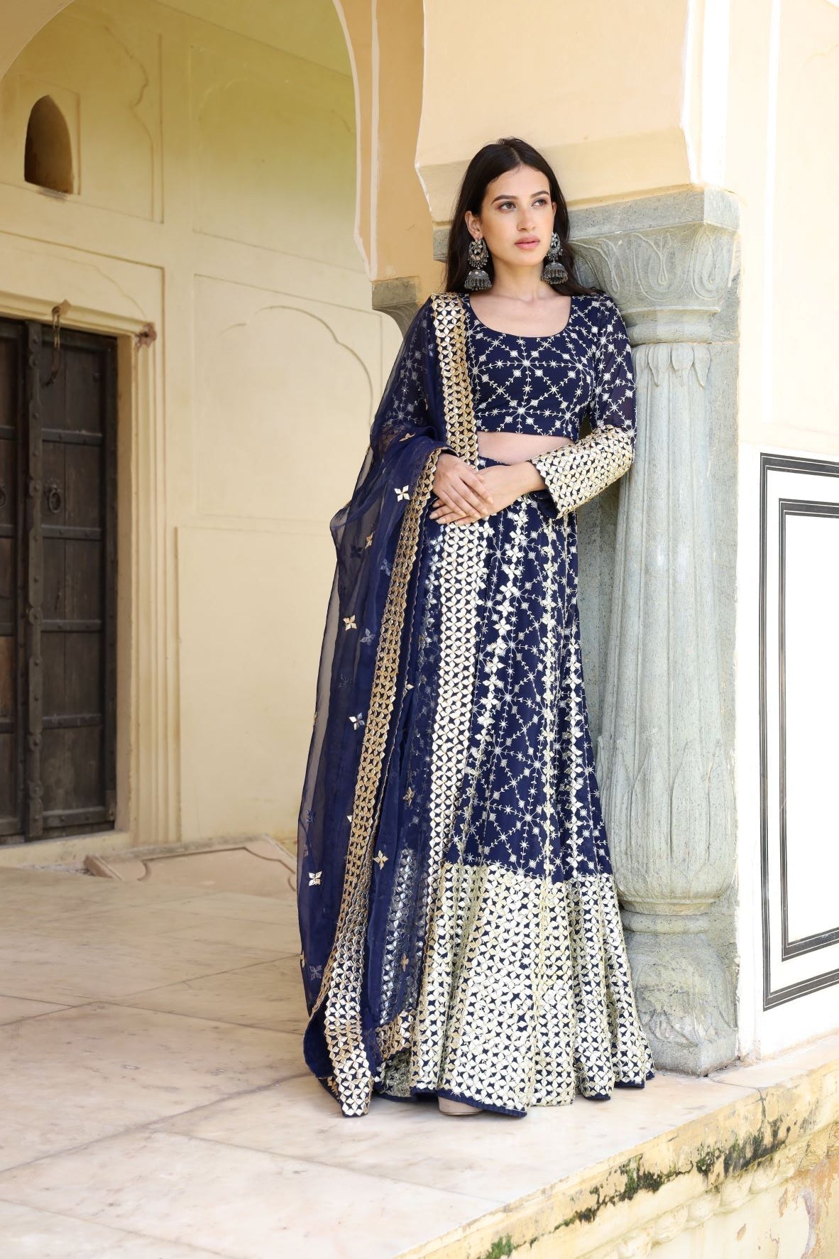 Nanda Blue Lehenga Set Gulabo Jaipur