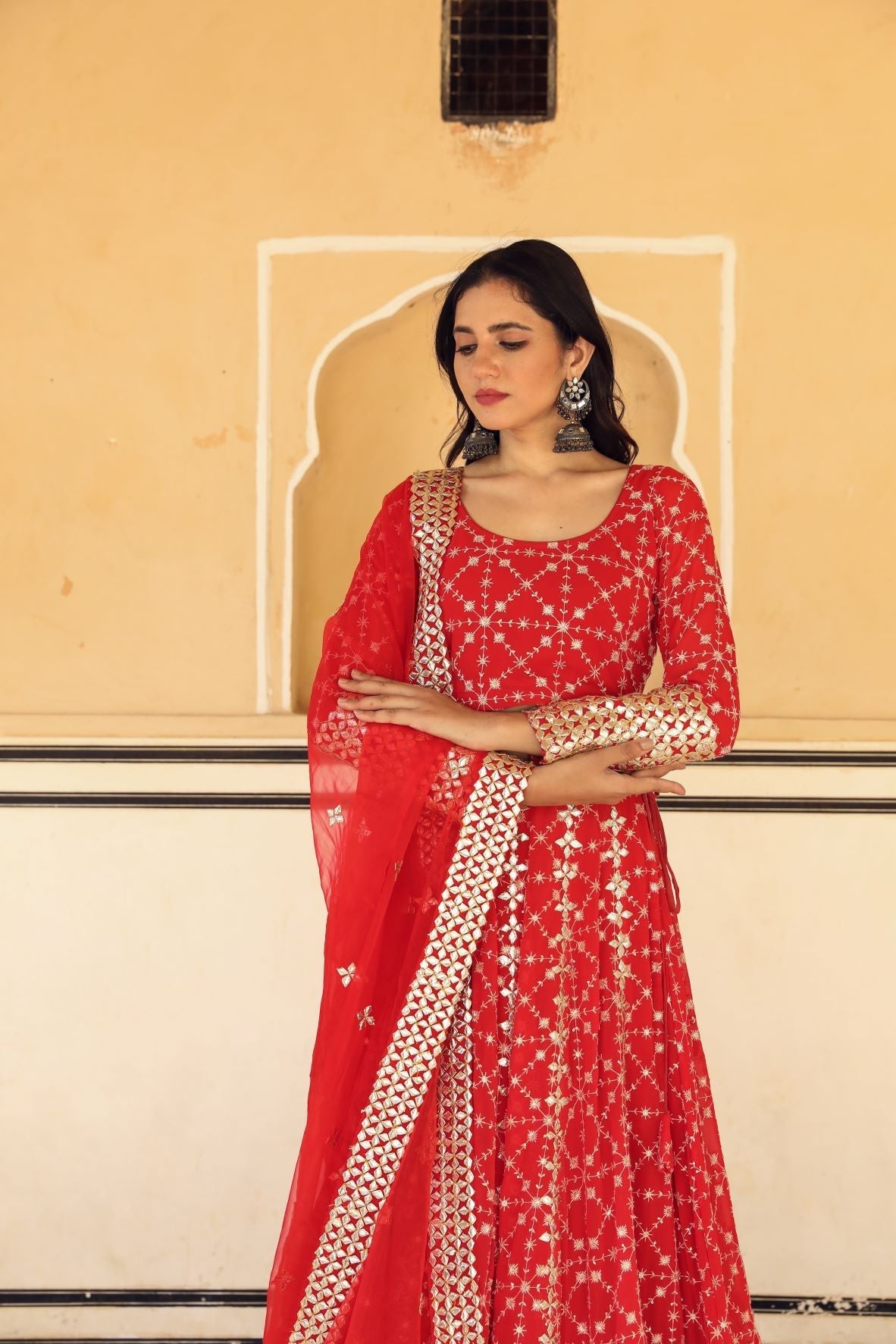 Nanda Red Lehenga Set Gulabo Jaipur