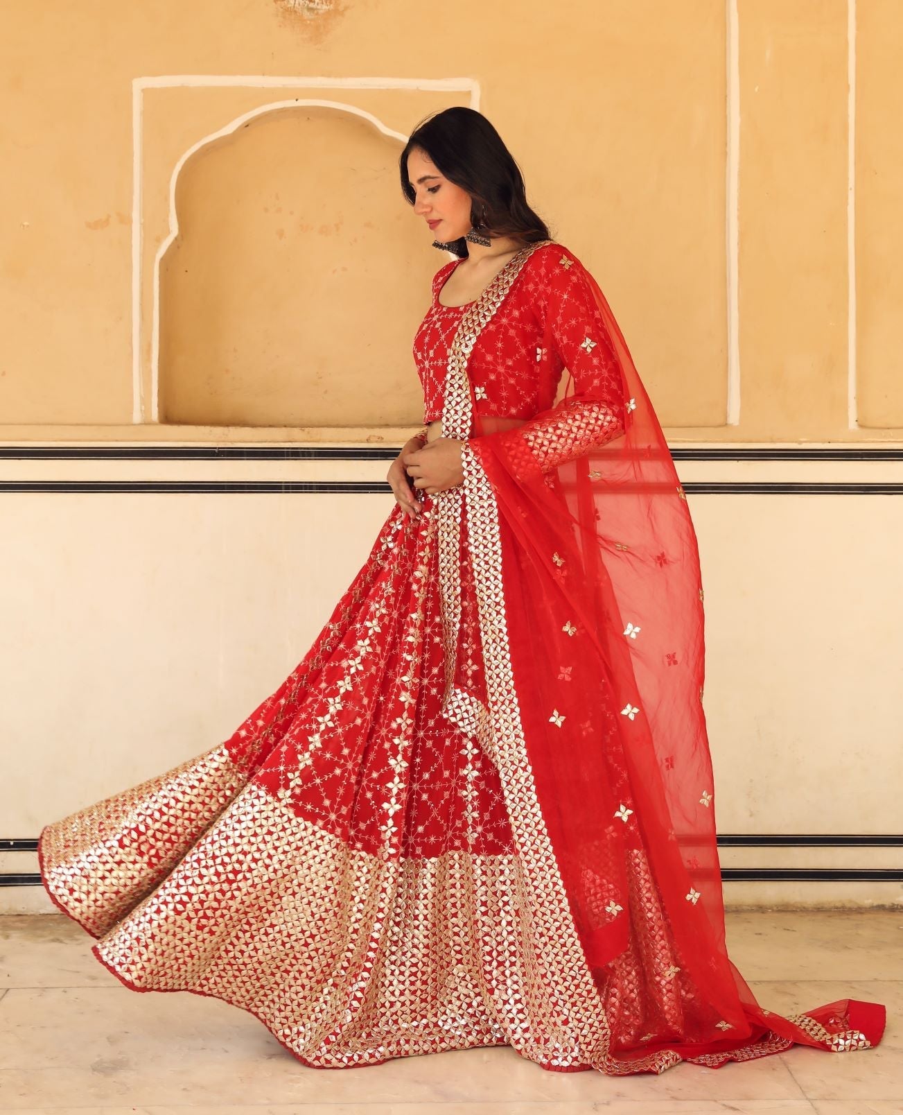 Nanda Red Lehenga Set Gulabo Jaipur