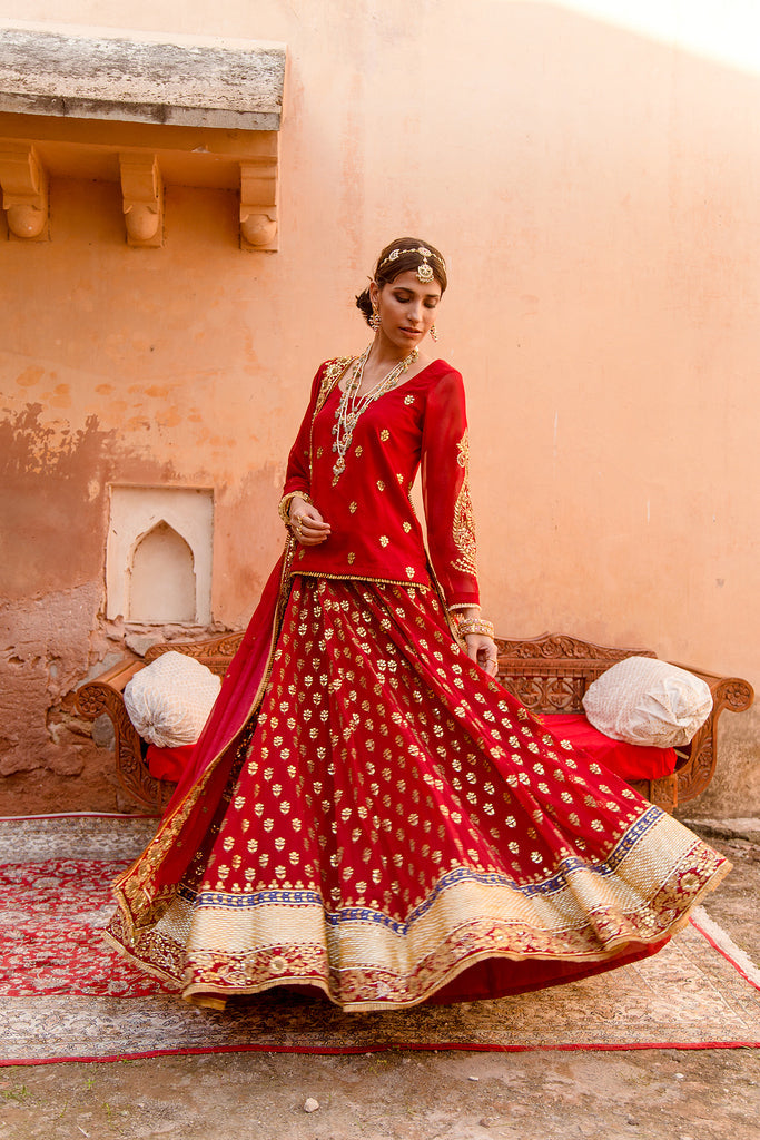 Nimrat Maroon Lehenga Gulabo Jaipur