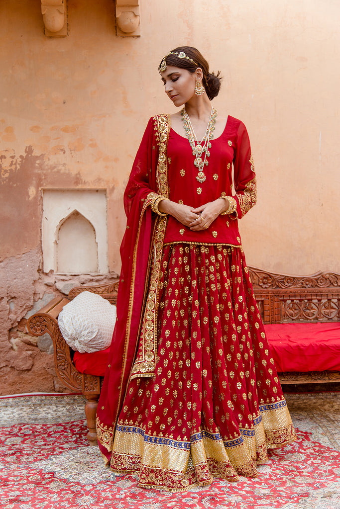 Nimrat Maroon Lehenga Gulabo Jaipur