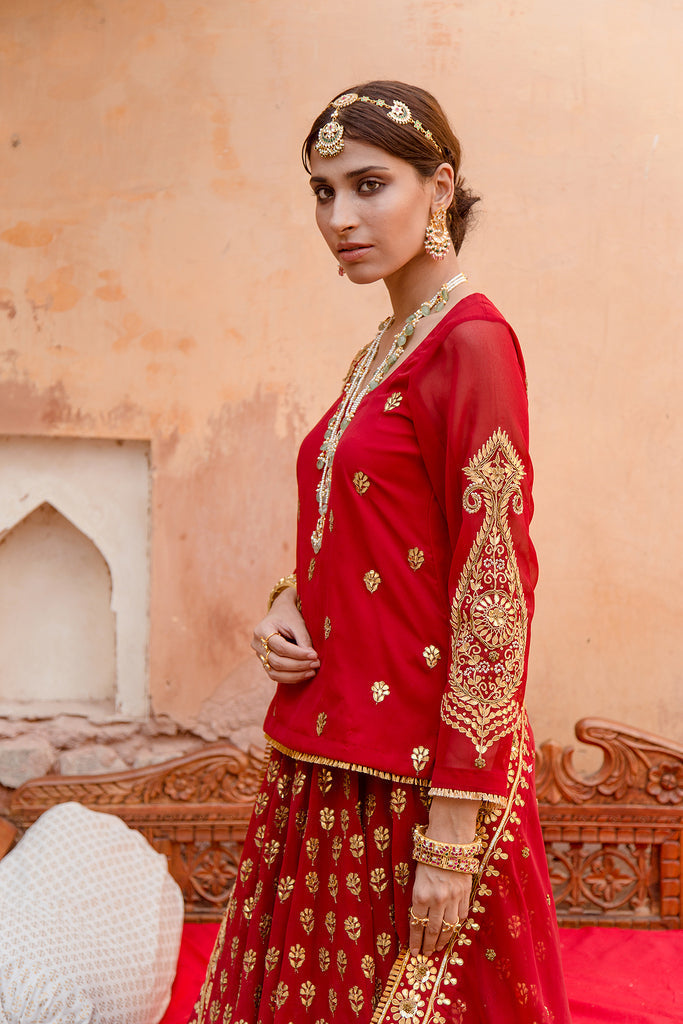 Nimrat Maroon Lehenga Gulabo Jaipur