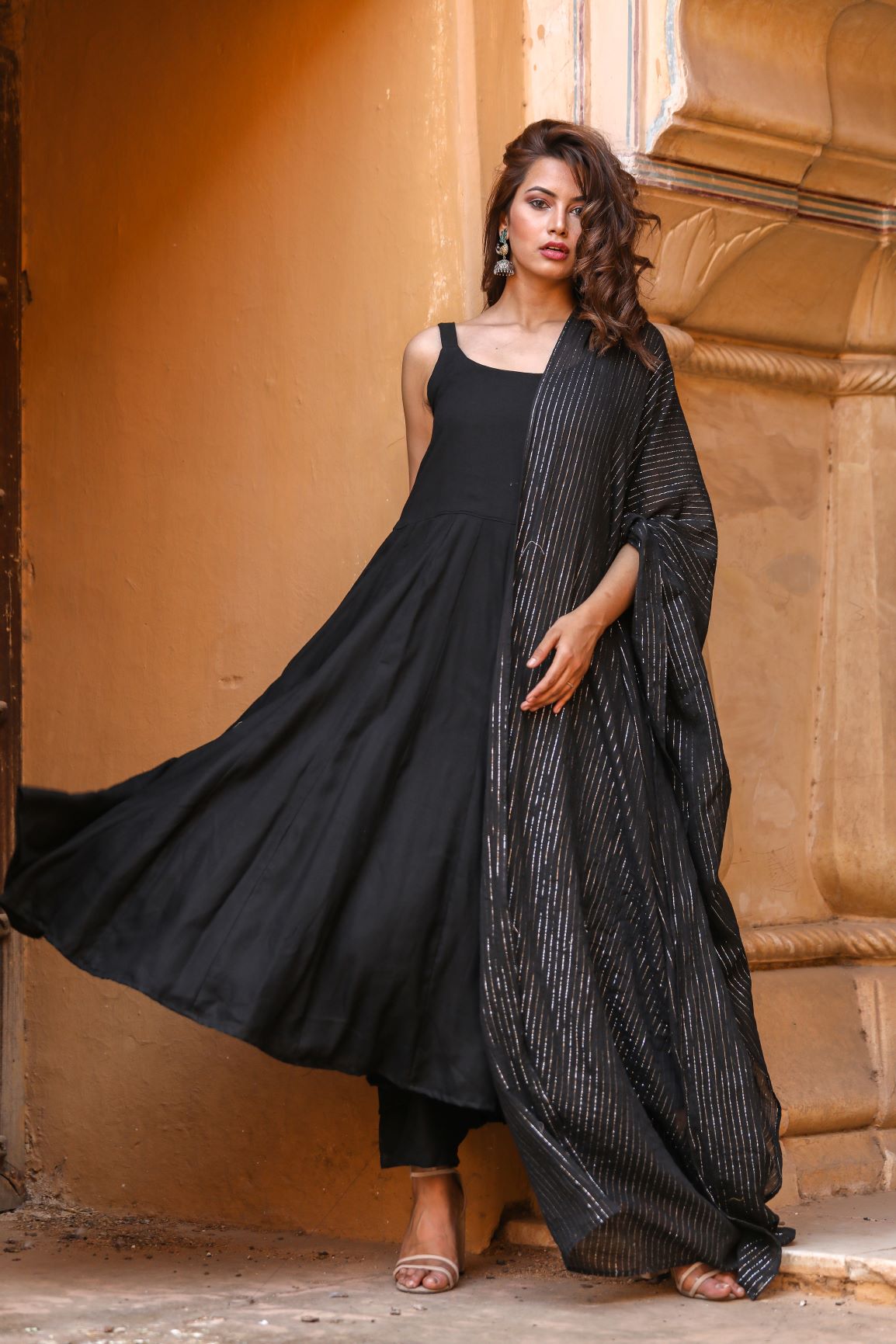 Noori Black Anarkali Set Gulabo Jaipur