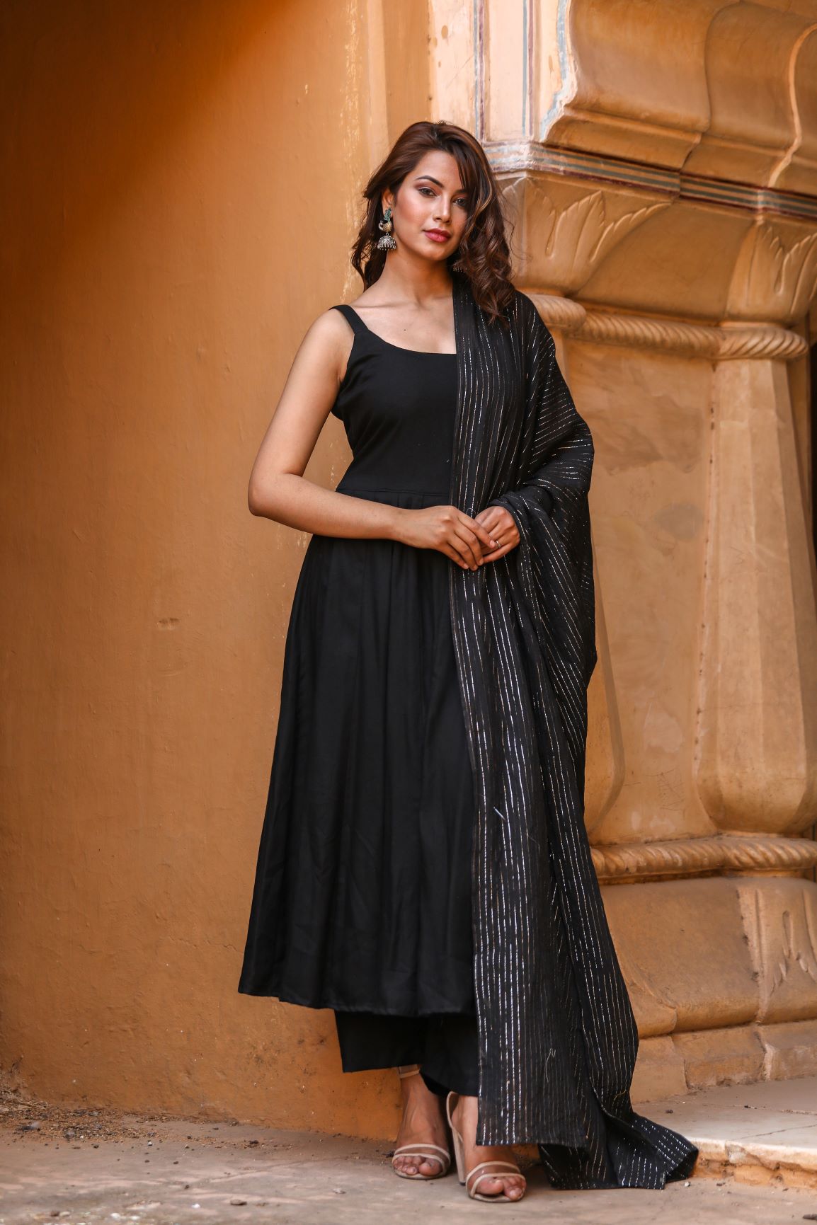 Noori Black Anarkali Set Gulabo Jaipur