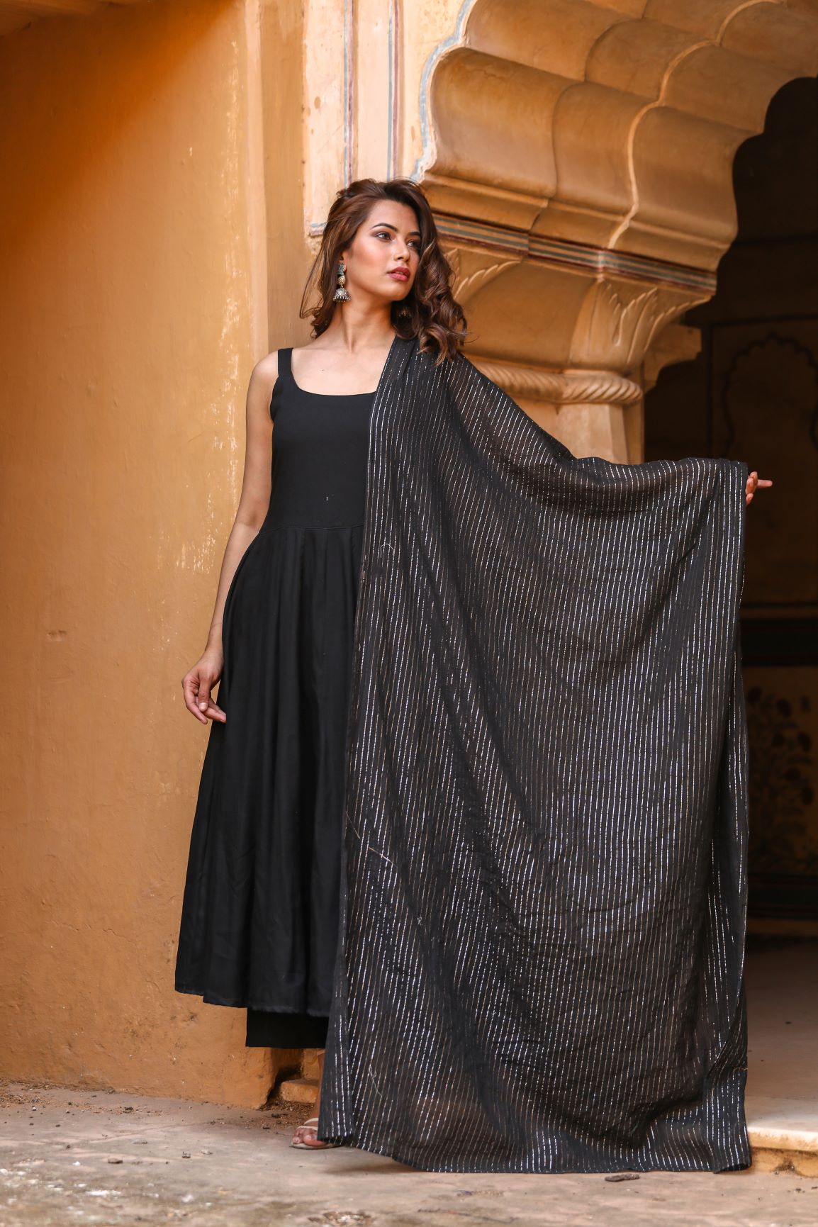 Noori Black Anarkali Set Gulabo Jaipur