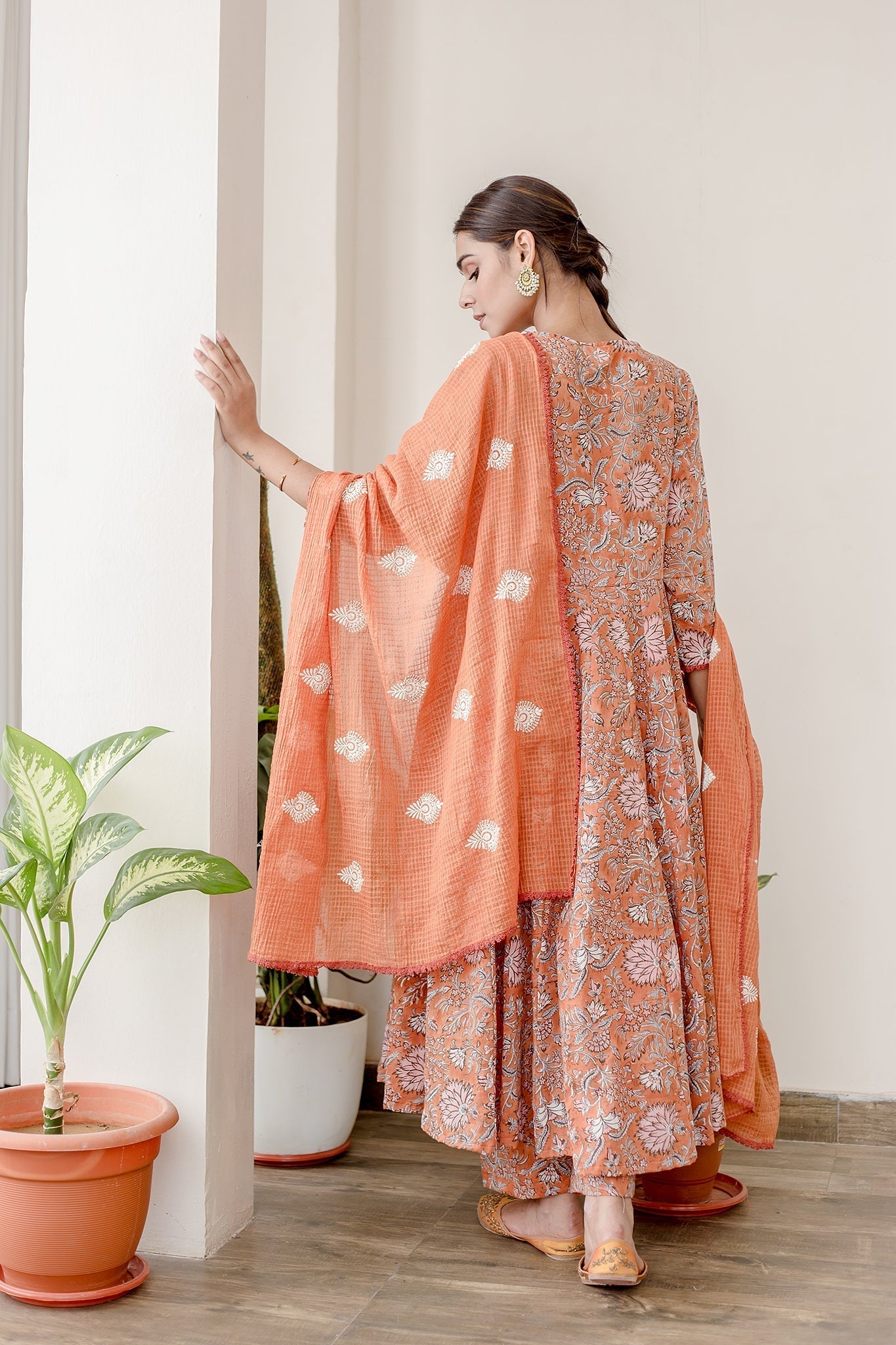 ORCHID ORANGE ANARKALI SET Gulabo Jaipur