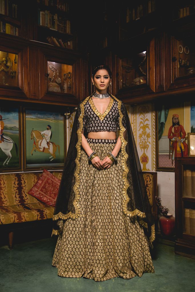 PARVEEN BLACK LEHENGA SET Gulabo Jaipur