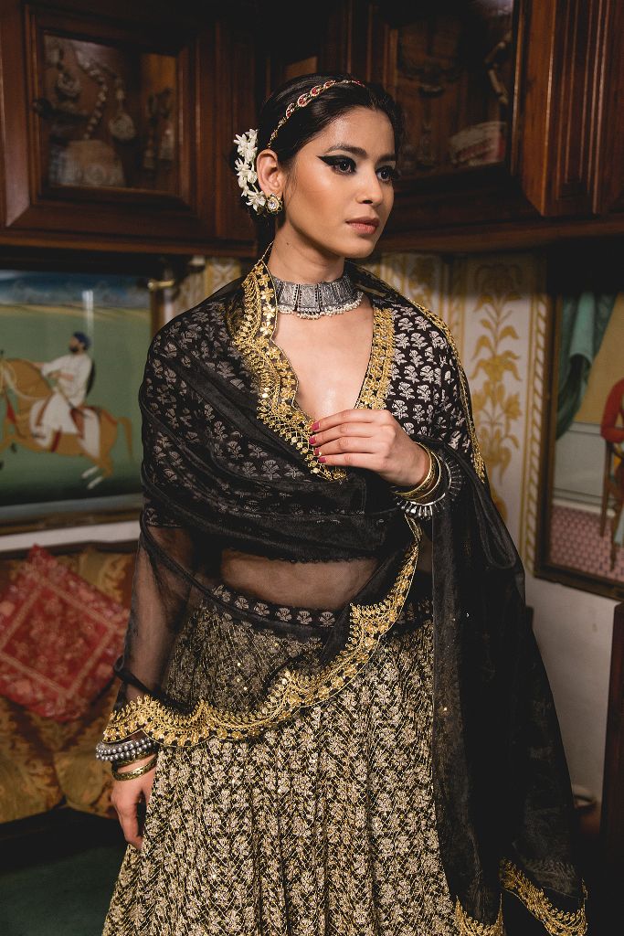 PARVEEN BLACK LEHENGA SET Gulabo Jaipur