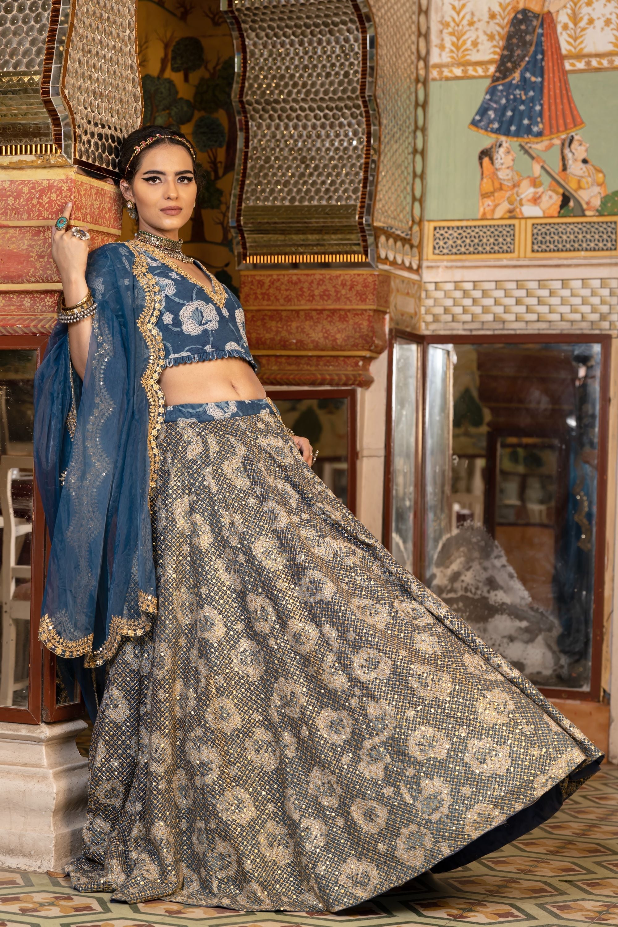 PARVEEN INDIGO LEHENGA SET Gulabo Jaipur