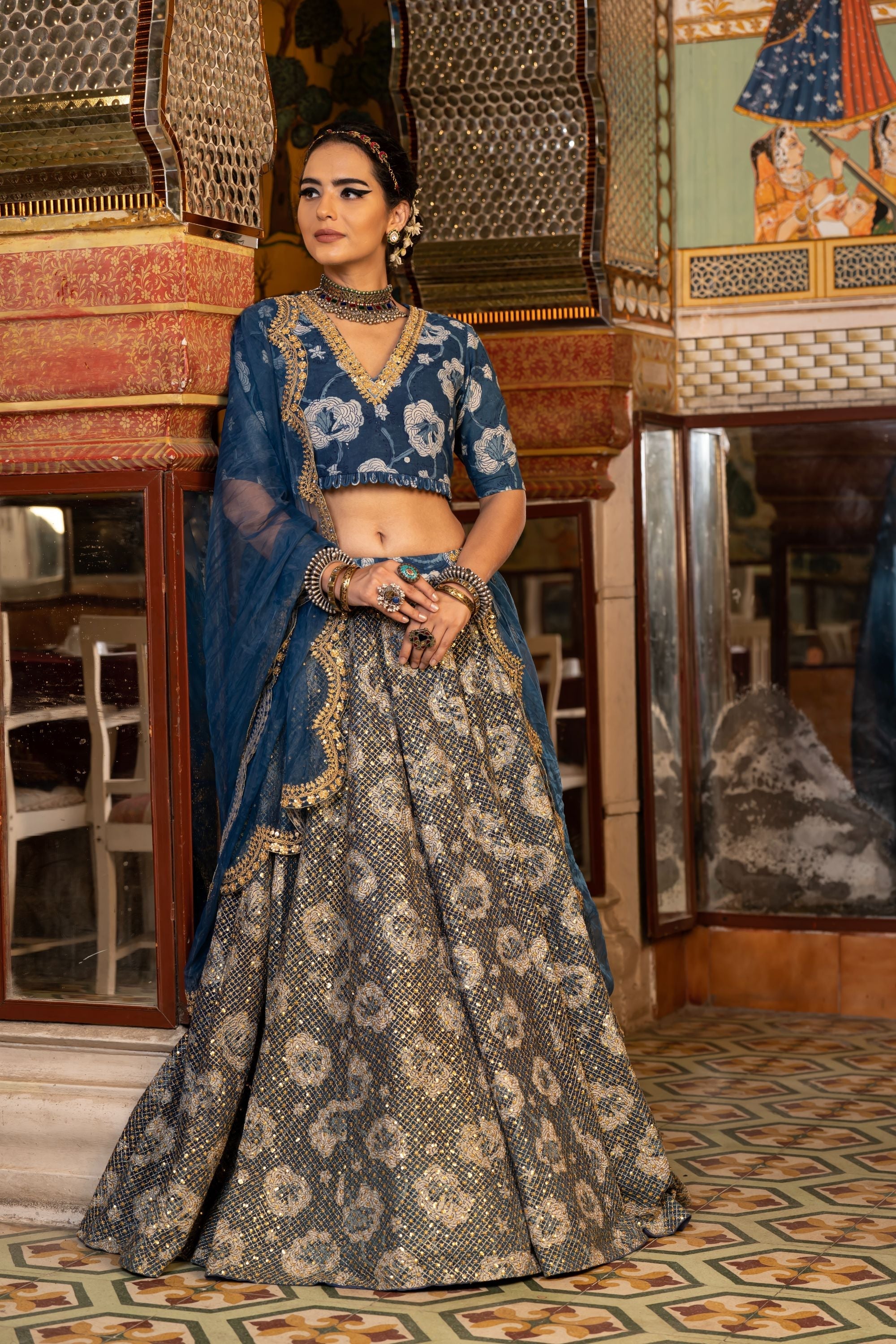 PARVEEN INDIGO LEHENGA SET Gulabo Jaipur