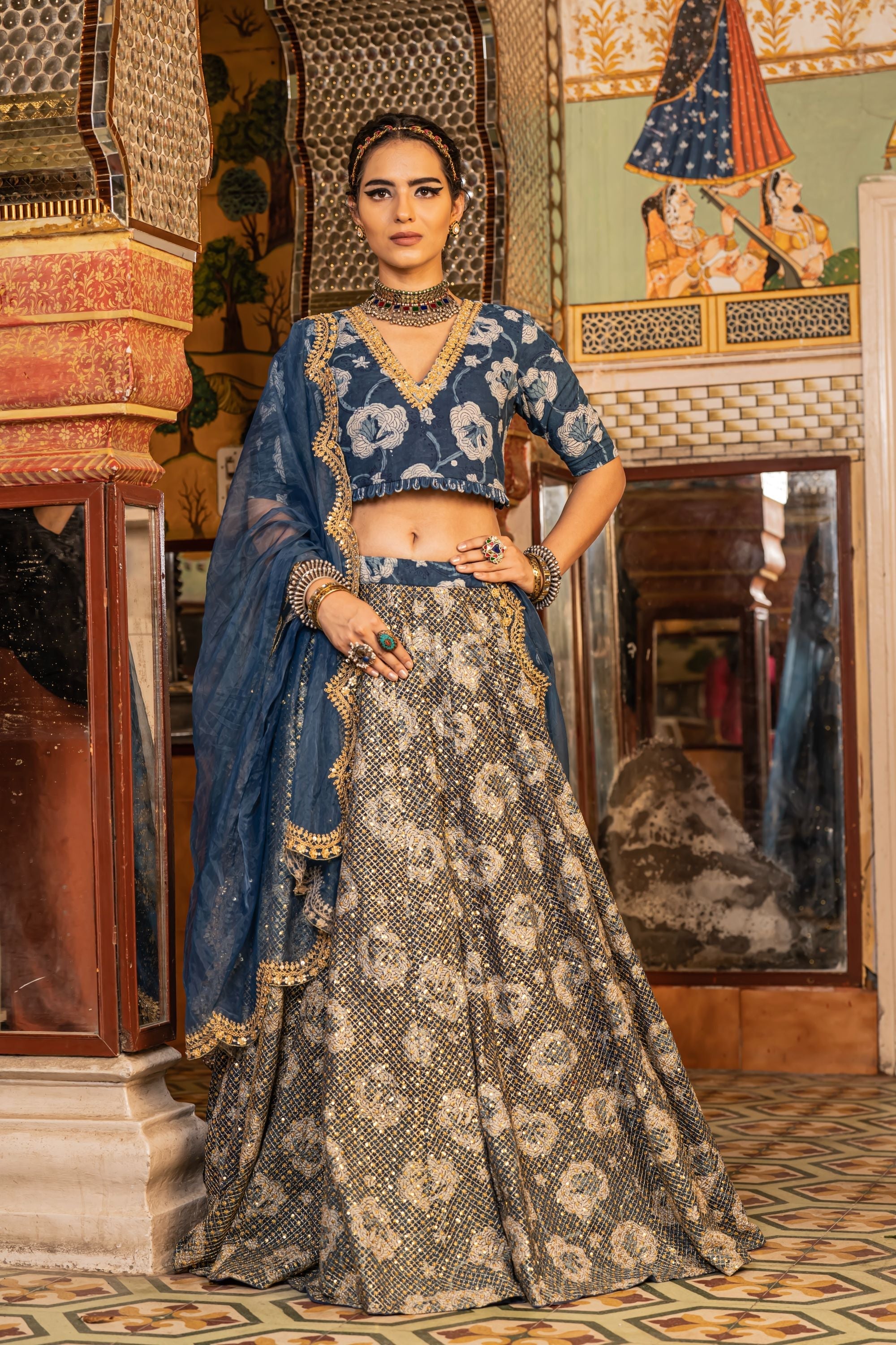 PARVEEN INDIGO LEHENGA SET Gulabo Jaipur