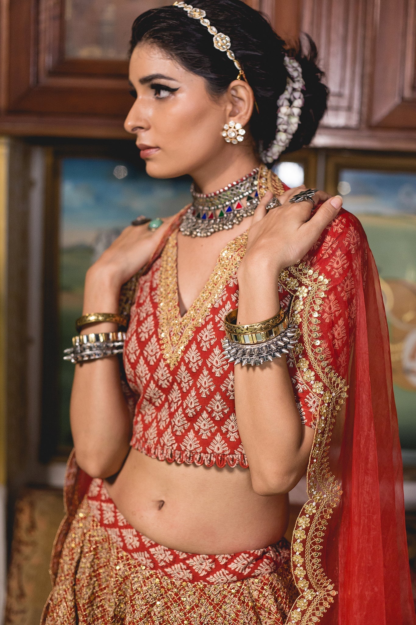 PARVEEN RED LEHENGA SET Gulabo Jaipur