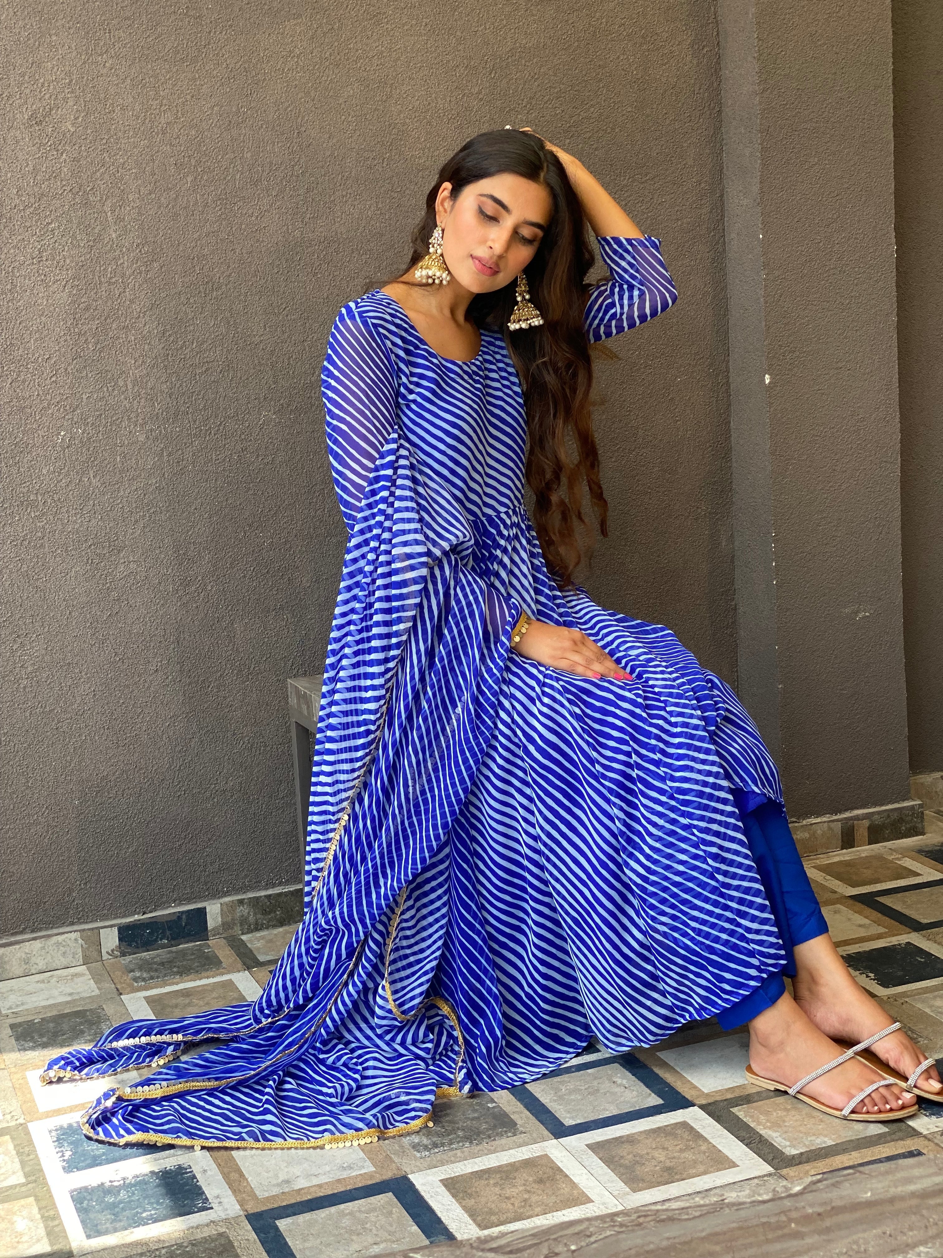 Rang Blue Anarkali Set Gulabo Jaipur