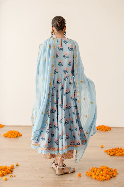 Roshan Blue Anarkali Set Gulabo Jaipur