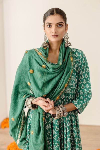 Roshan Green Anarkali Set Gulabo Jaipur