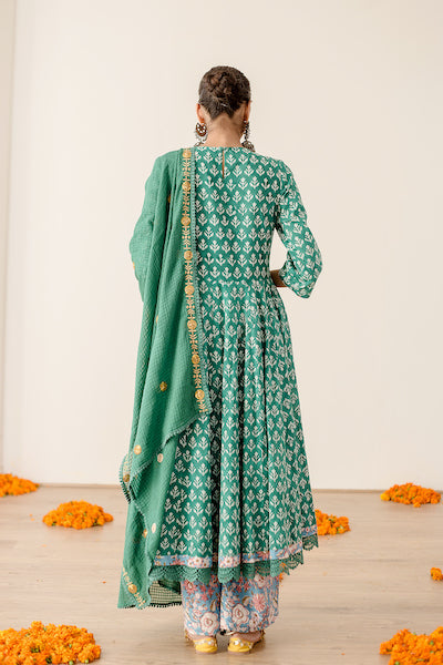 Roshan Green Anarkali Set Gulabo Jaipur