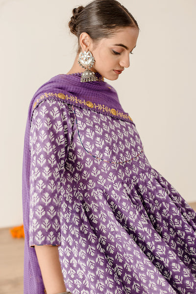 Roshan Purple Anarkali Set Gulabo Jaipur