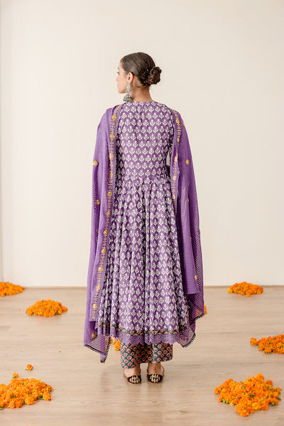 Roshan Purple Anarkali Set Gulabo Jaipur