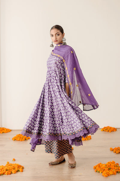 Roshan Purple Anarkali Set Gulabo Jaipur