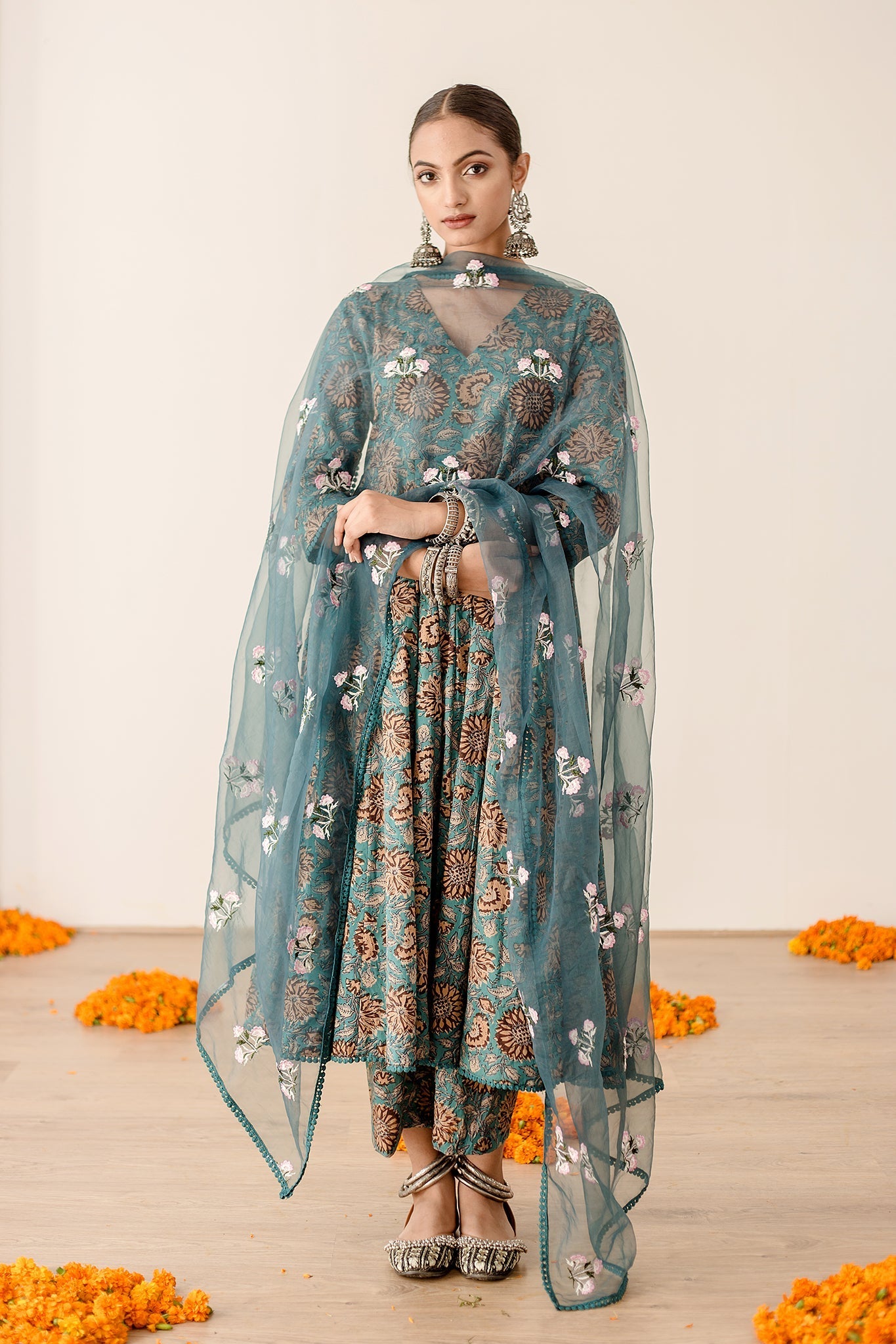 Rubal Green Anarkali Set Gulabo Jaipur