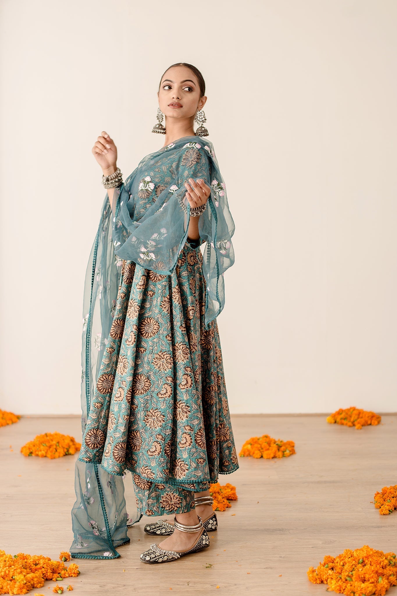 Rubal Green Anarkali Set Gulabo Jaipur