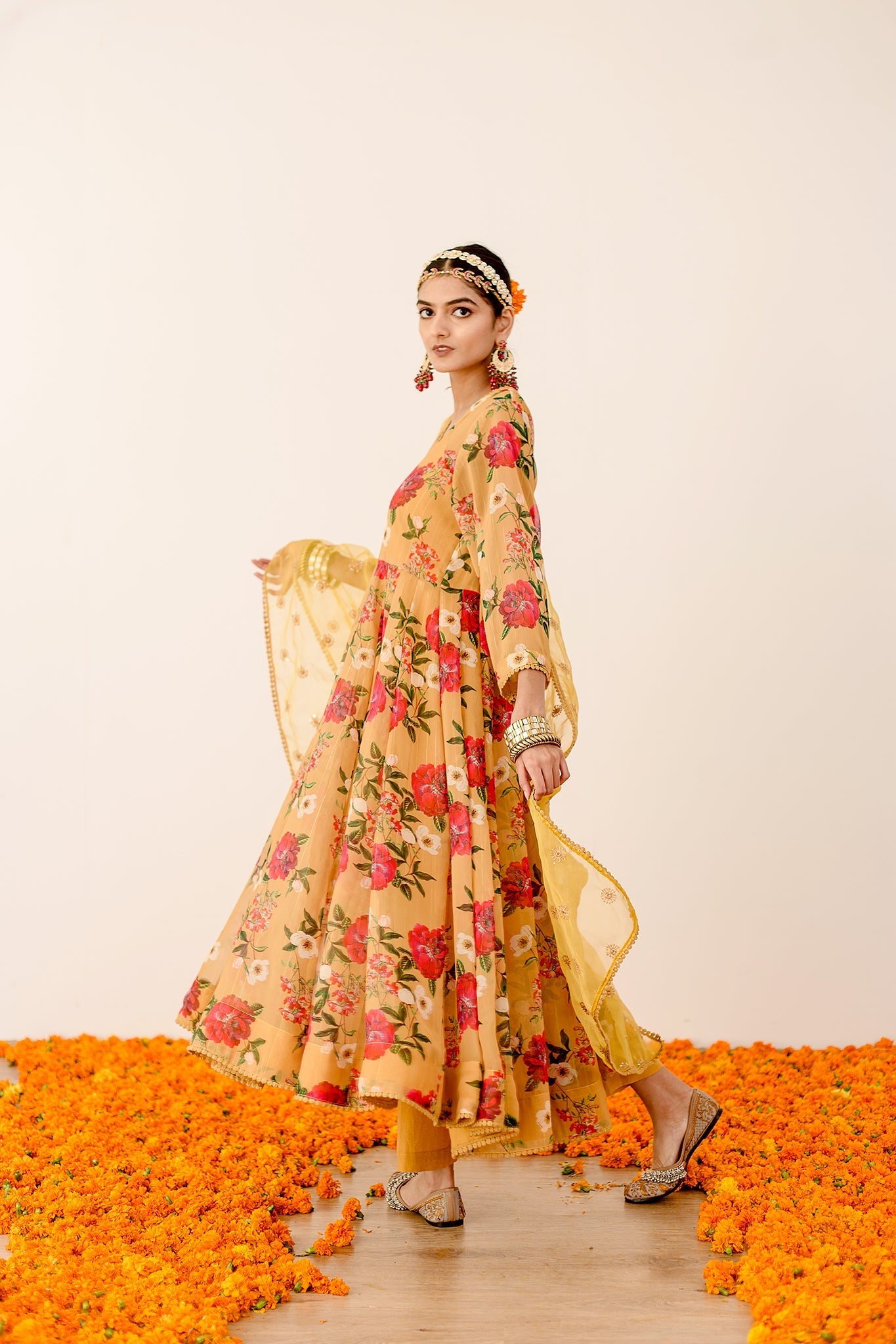 Ruby Yellow Anarkali Set Gulabo Jaipur