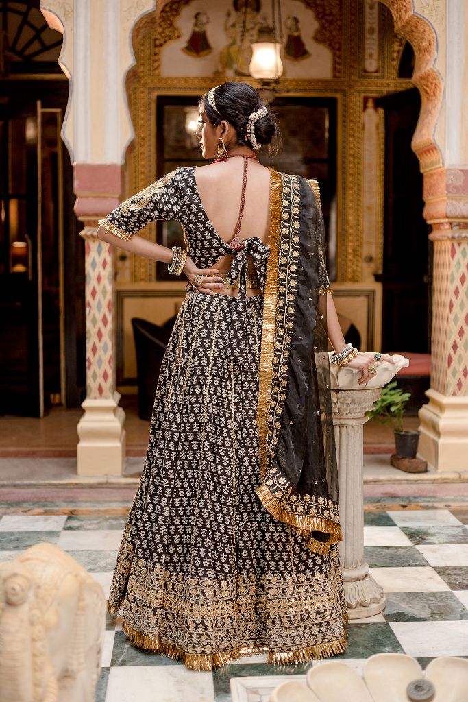 SHEHZADI BLACK LEHENGA SET Gulabo Jaipur