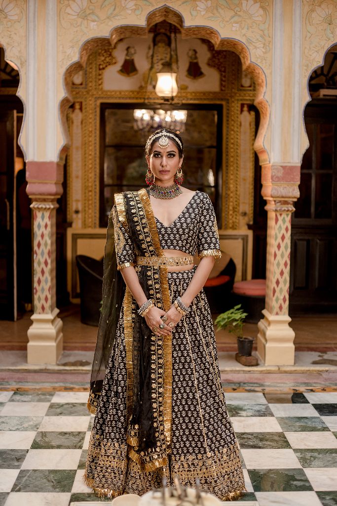 SHEHZADI BLACK LEHENGA SET Gulabo Jaipur