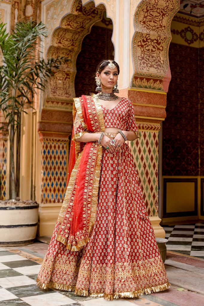 SHEHZADI RED LEHENGA SET Gulabo Jaipur